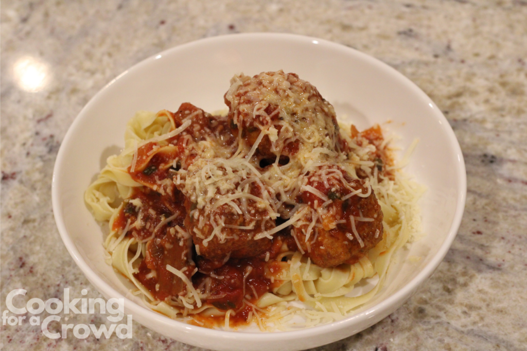 Homemade pasta with meatballs