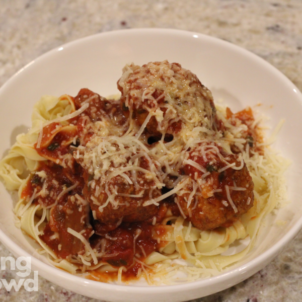 Homemade pasta with meatballs