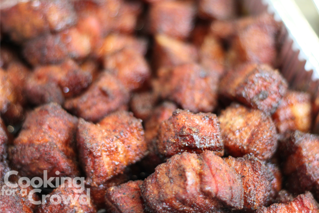 Pork Belly Burnt Ends Bites with dry rub