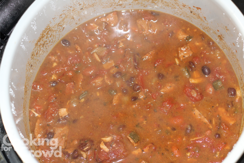 Pot of pork black bean chili