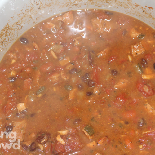 Pot of pork black bean chili